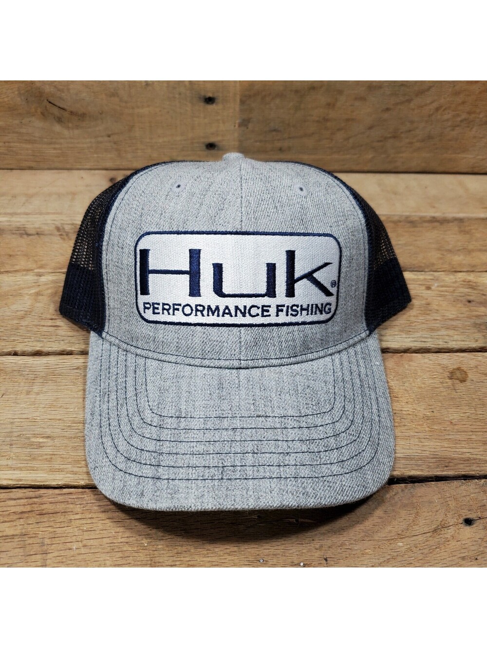 Huk Performance Fishing Hat Mesh Snapback Trucker Black Gray Logo